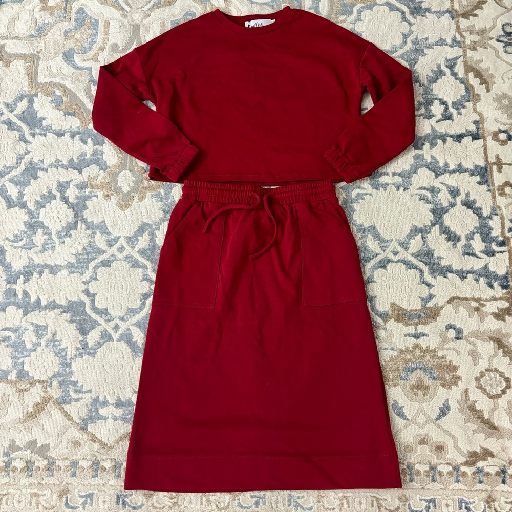 Vibe Girls Burgundy Matching Set Sweater and Skirt Size 12 NWT